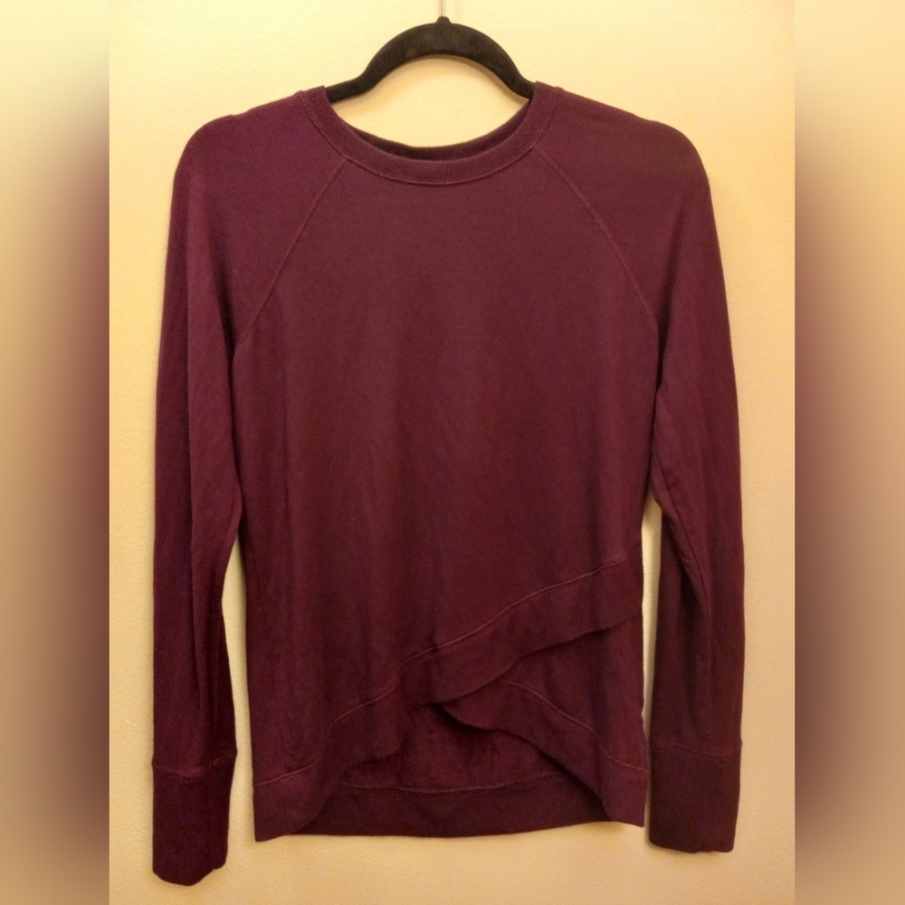 Athleta Dark Purple Longsleeve Top w/ Layered Ruffle — Women's Size Extra Small